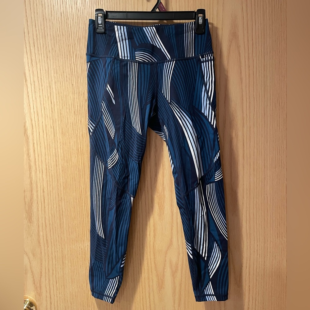 Sweaty Betty Blue Geometric-print Power 7/8 High-Rise Stretch-Jersey Leggings